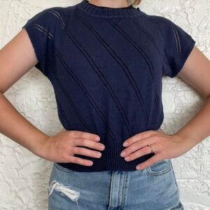 Oui Petites Knit Jumper Women's M Navy and Blue